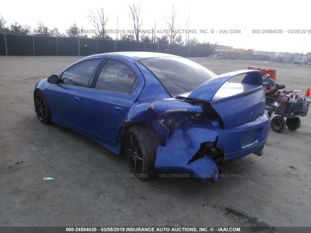 1B3ES66S44D582521 - 2004 DODGE NEON SRT-4 BLUE photo 3