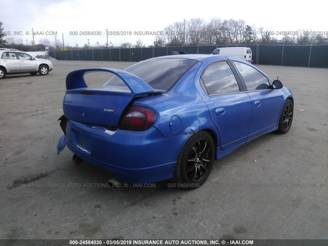 1B3ES66S44D582521 - 2004 DODGE NEON SRT-4 BLUE photo 4