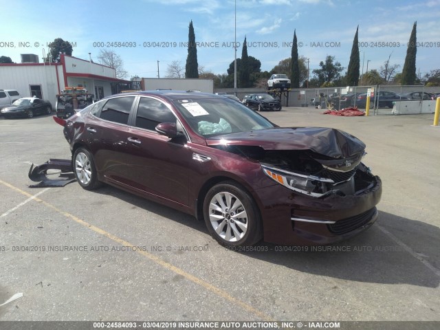 5XXGT4L3XJG268122 - 2018 KIA OPTIMA LX/S MAROON photo 1