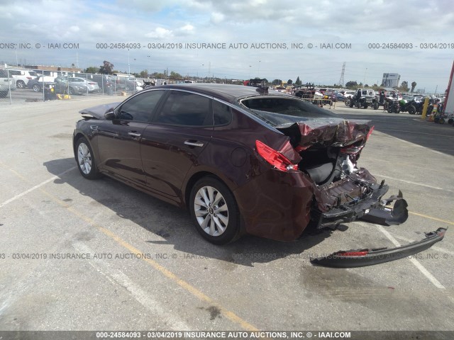 5XXGT4L3XJG268122 - 2018 KIA OPTIMA LX/S MAROON photo 3