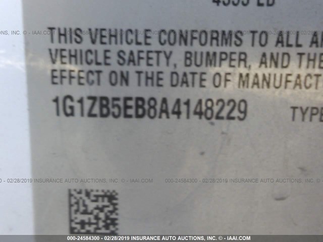 1G1ZB5EB8A4148229 - 2010 CHEVROLET MALIBU LS WHITE photo 9