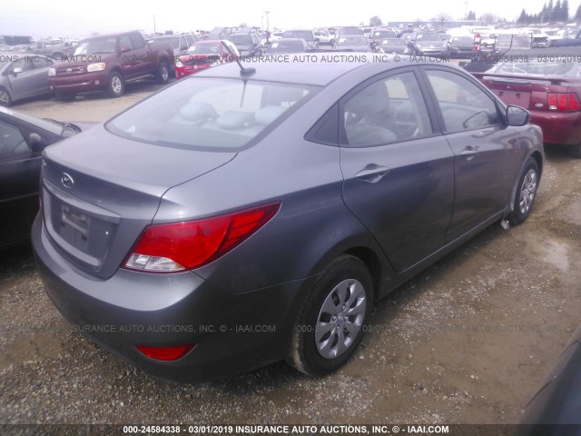 KMHCT4AE7FU906665 - 2015 HYUNDAI ACCENT GLS GRAY photo 4