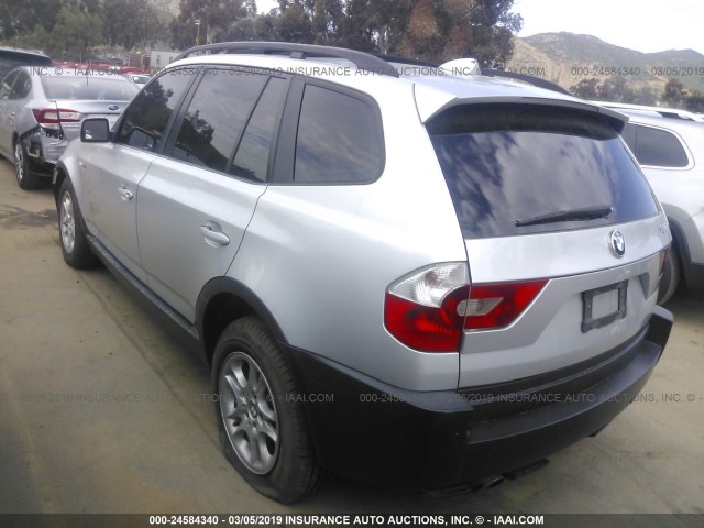 WBXPA734X5WC49337 - 2005 BMW X3 2.5I SILVER photo 3