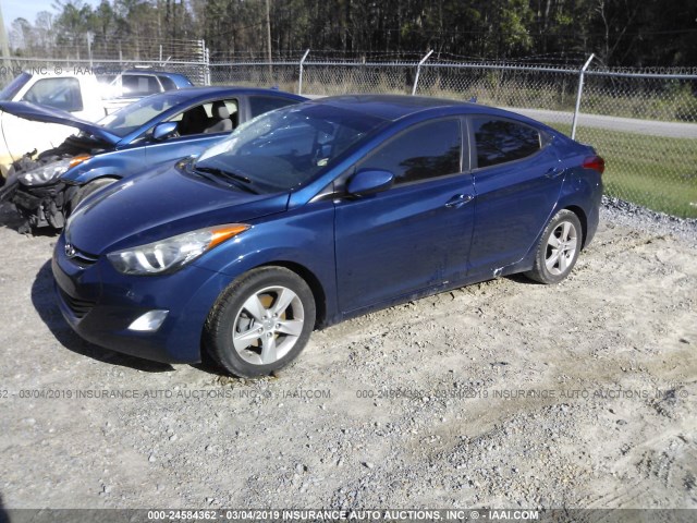 KMHDH4AE5DU812173 - 2013 HYUNDAI ELANTRA GLS/LIMITED BLUE photo 2