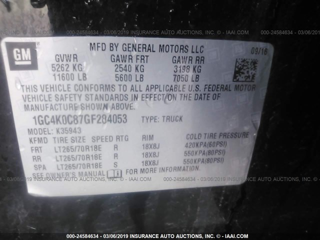 1GC4K0C87GF284053 - 2016 CHEVROLET SILVERADO K3500 LTZ BLACK photo 9