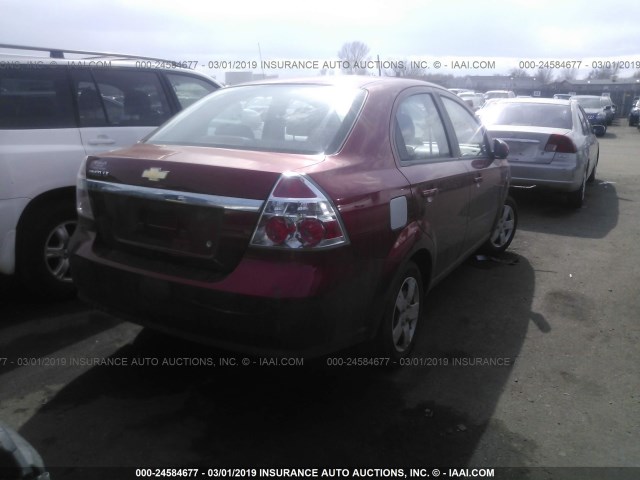 KL1TD56E59B355160 - 2009 CHEVROLET AVEO LS/LT Қызыл фото 4