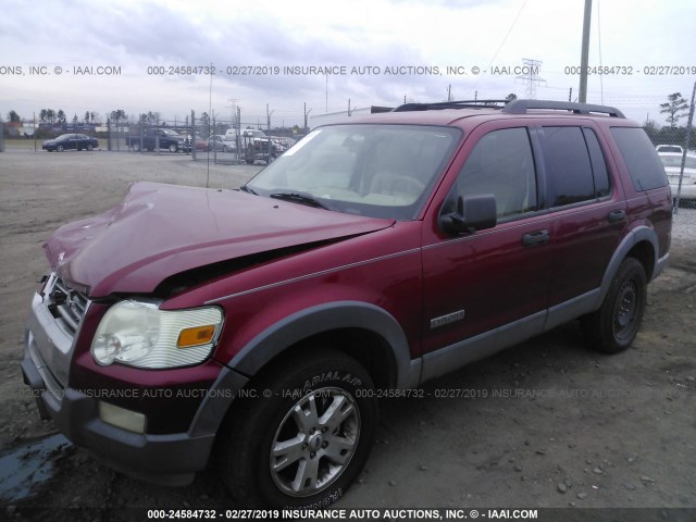 1FMEU63E86UA57466 - 2006 FORD EXPLORER XLT MAROON photo 2