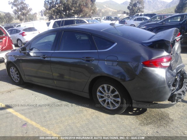 3FA6P0G76HR299536 - 2017 FORD FUSION S GRAY photo 3