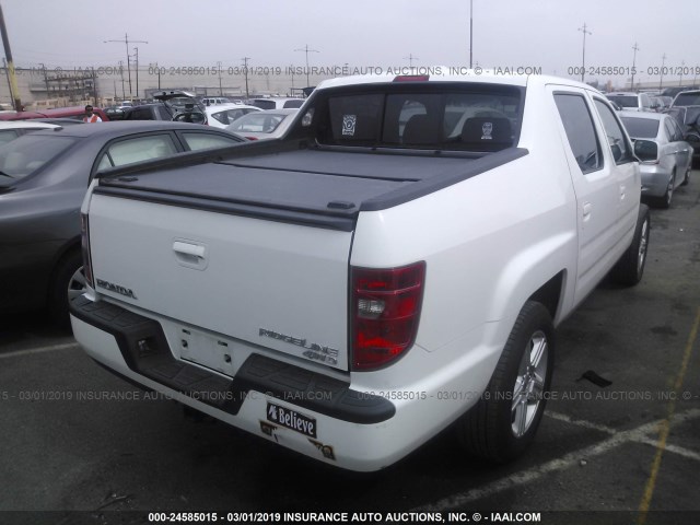 5FPYK1F52AB013462 - 2010 HONDA RIDGELINE RTL WHITE photo 4