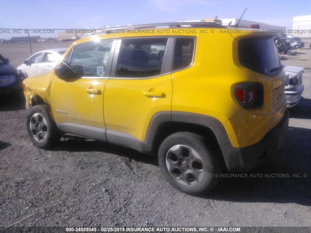 ZACCJBAB6HPE55429 - 2017 JEEP RENEGADE SPORT Դեղին լուսանկար 3