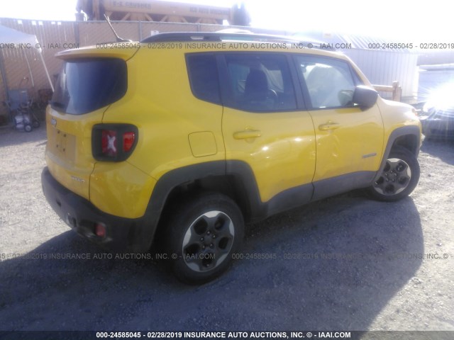 ZACCJBAB6HPE55429 - 2017 JEEP RENEGADE SPORT Դեղին լուսանկար 4