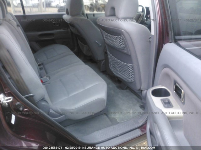 5FNYF28378B018066 - 2008 HONDA PILOT SE BURGUNDY photo 8