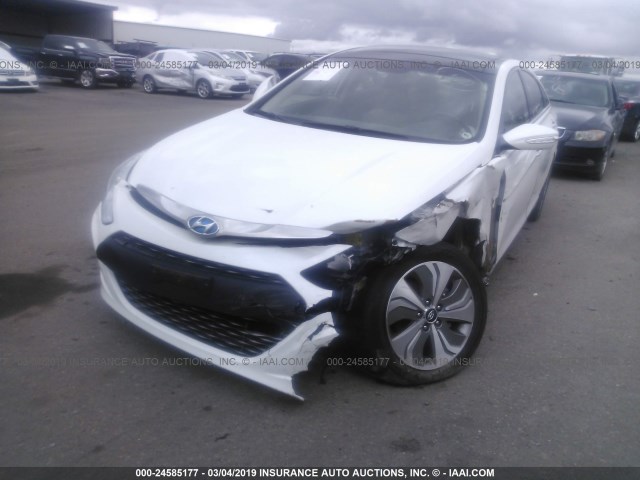 KMHEC4A43FA119424 - 2015 HYUNDAI SONATA HYBRID/LIMITED WHITE photo 6