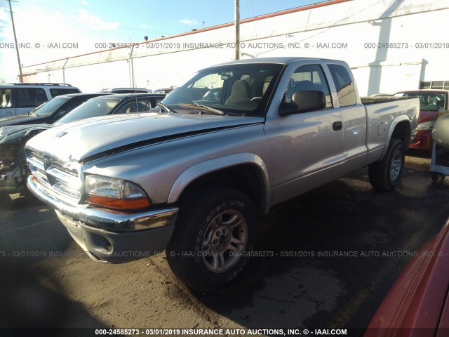 1D7HG42N74S749344 - 2004 DODGE DAKOTA SLT SILVER photo 2