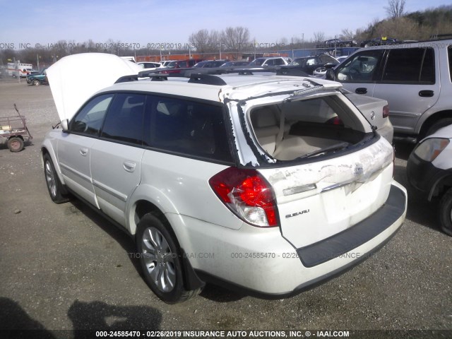 4S4BP66C097336806 - 2009 SUBARU OUTBACK WHITE photo 3