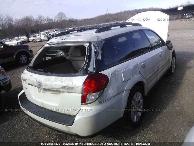 4S4BP66C097336806 - 2009 SUBARU OUTBACK WHITE photo 4