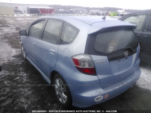 JHMGE8H41AC006894 - 2010 HONDA FIT SPORT BLUE photo 3