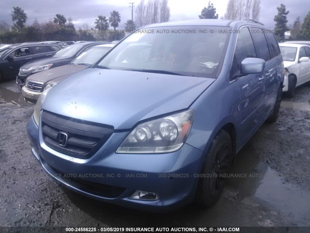 5FNRL38846B070332 - 2006 HONDA ODYSSEY TOURING BLUE photo 2