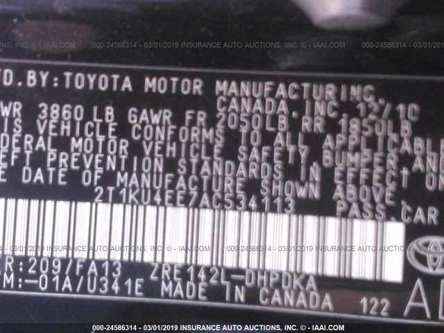 2T1KU4EE7AC534113 - 2010 TOYOTA COROLLA MATRIX  BLACK photo 9