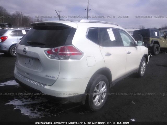 KNMAT2MV5GP638906 - 2016 NISSAN ROGUE S/SL/SV WHITE photo 4