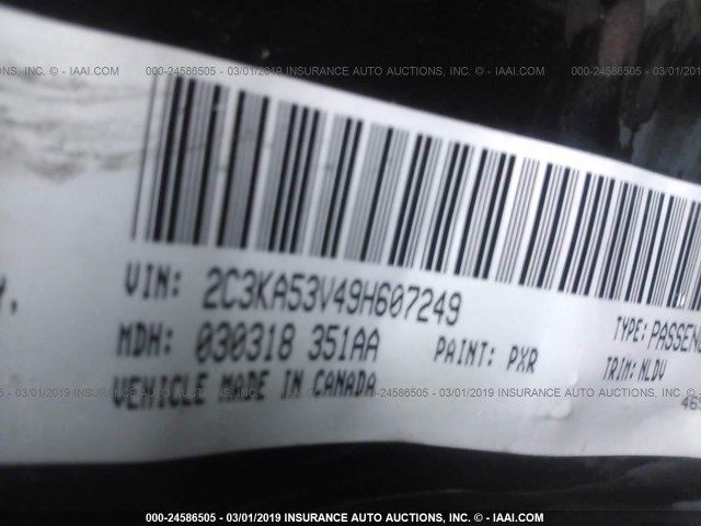 2C3KA53V49H607249 - 2009 CHRYSLER 300 TOURING BLACK photo 9