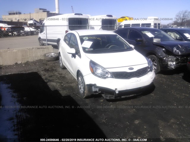 KNADM4A31E6408899 - 2014 KIA RIO LX WHITE photo 1