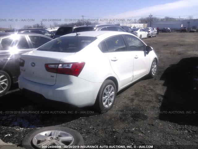 KNADM4A31E6408899 - 2014 KIA RIO LX WHITE photo 4