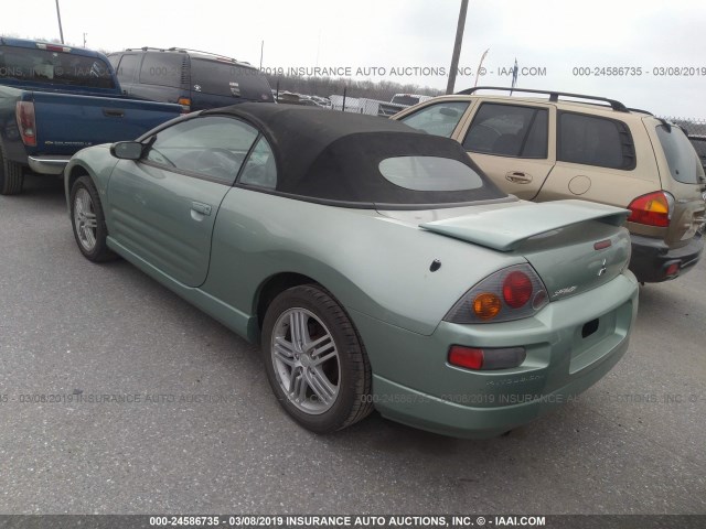 4A3AE55H33E123040 - 2003 MITSUBISHI ECLIPSE SPYDER GT GREEN photo 3