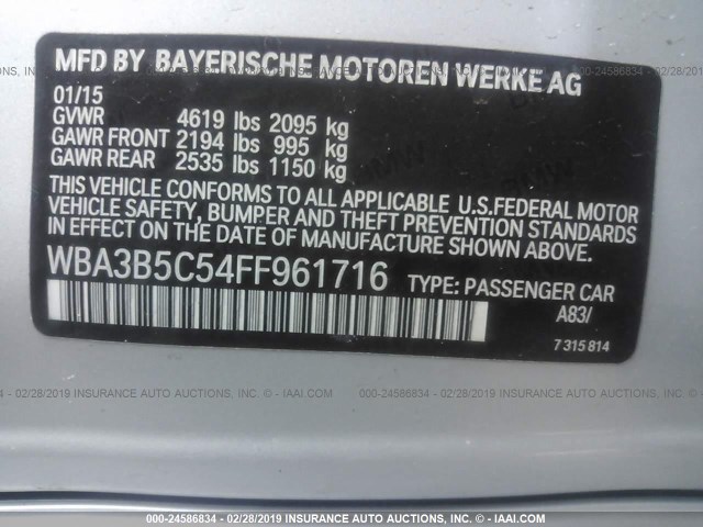 WBA3B5C54FF961716 - 2015 BMW 328 XI SULEV SILVER photo 9