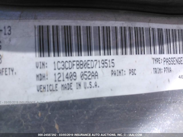 1C3CDFBB0ED719515 - 2014 DODGE DART SXT SILVER photo 9