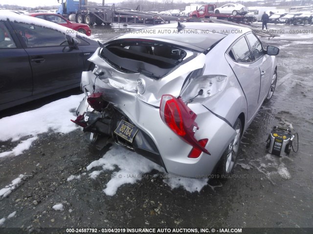 KMHTC6AD0GU301407 - 2016 HYUNDAI VELOSTER SILVER photo 4