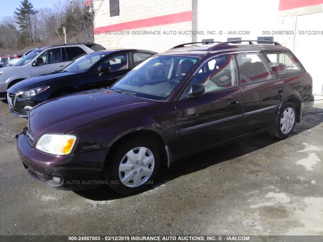 4S3BH6352Y7301027 - 2000 SUBARU LEGACY L MAROON photo 2