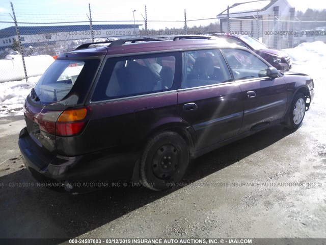 4S3BH6352Y7301027 - 2000 SUBARU LEGACY L MAROON photo 4