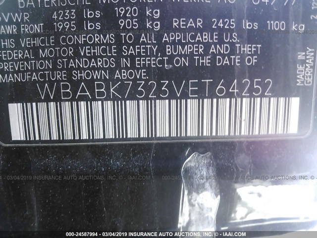 WBABK7323VET64252 - 1997 BMW 328 IC BLACK photo 9