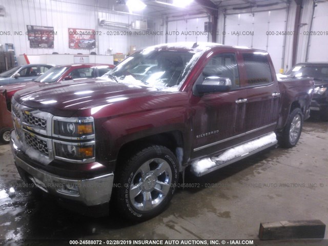 3GCUKSEC8EG468927 - 2014 CHEVROLET SILVERADO K1500 LTZ MAROON photo 2