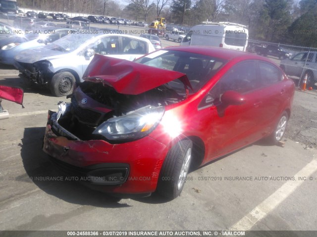 KNADM4A30E6387656 - 2014 KIA RIO LX RED photo 2