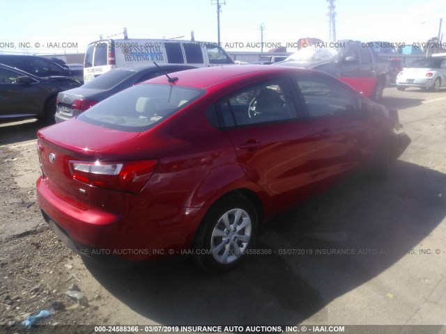 KNADM4A30E6387656 - 2014 KIA RIO LX RED photo 4