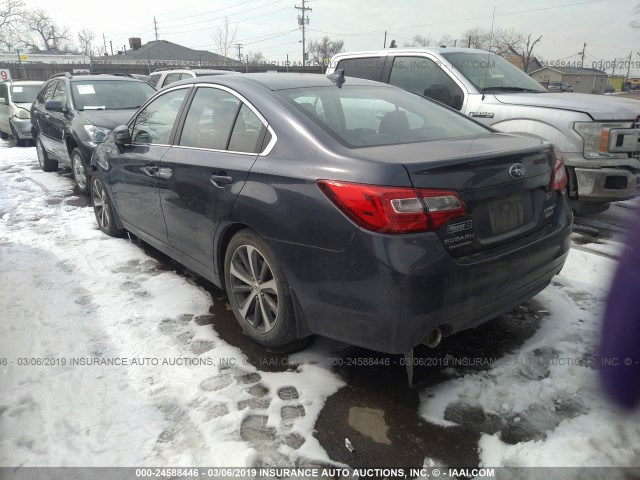 4S3BNAN64H3019139 - 2017 SUBARU LEGACY 2.5I LIMITED BLUE photo 3