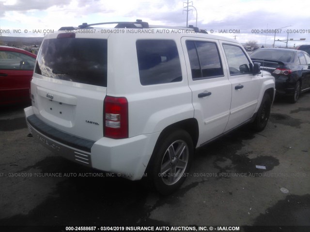 1J8FF48W67D395659 - 2007 JEEP PATRIOT LIMITED WHITE photo 4