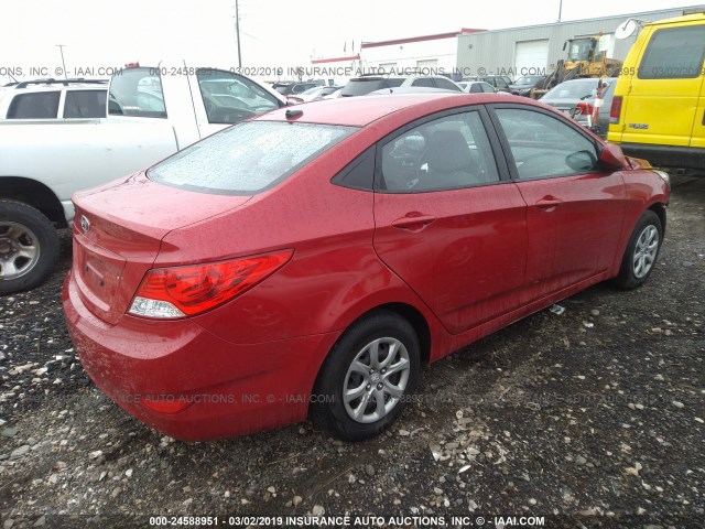 KMHCT4AE2CU182007 - 2012 HYUNDAI ACCENT GLS/GS RED photo 4