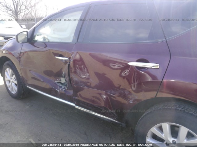 JN8AZ1MW7CW201141 - 2012 NISSAN MURANO S/SL/LE BURGUNDY photo 6