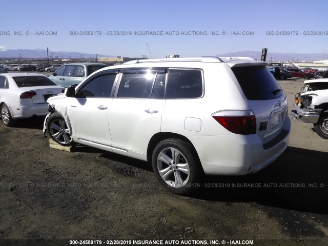 5TDYK3EH9AS016970 - 2010 TOYOTA HIGHLANDER LIMITED WHITE photo 3