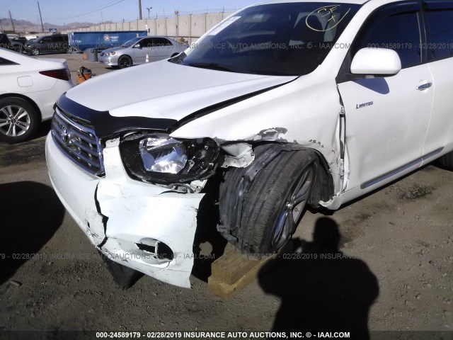 5TDYK3EH9AS016970 - 2010 TOYOTA HIGHLANDER LIMITED WHITE photo 6