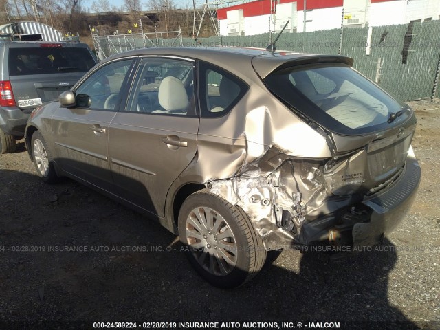 JF1GH61688H814283 - 2008 SUBARU IMPREZA 2.5I TAN photo 3