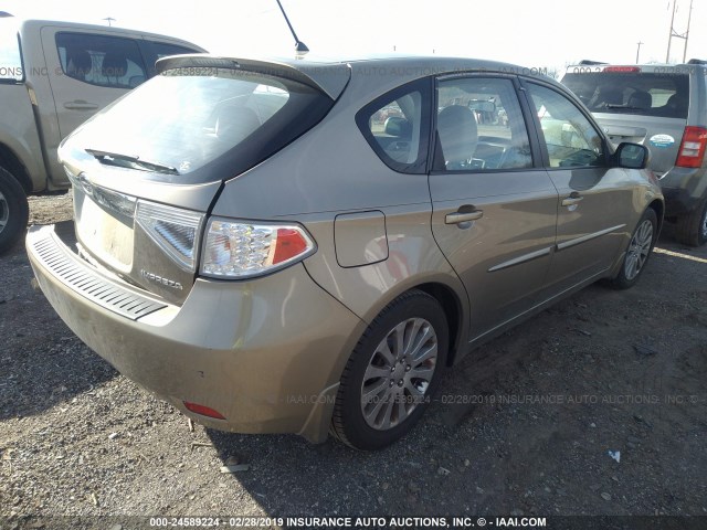 JF1GH61688H814283 - 2008 SUBARU IMPREZA 2.5I TAN photo 4