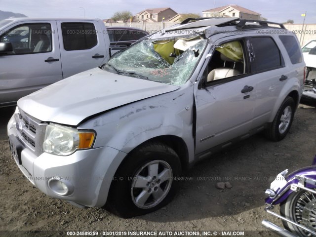 1FMCU93118KB98500 - 2008 FORD ESCAPE XLT SILVER photo 2