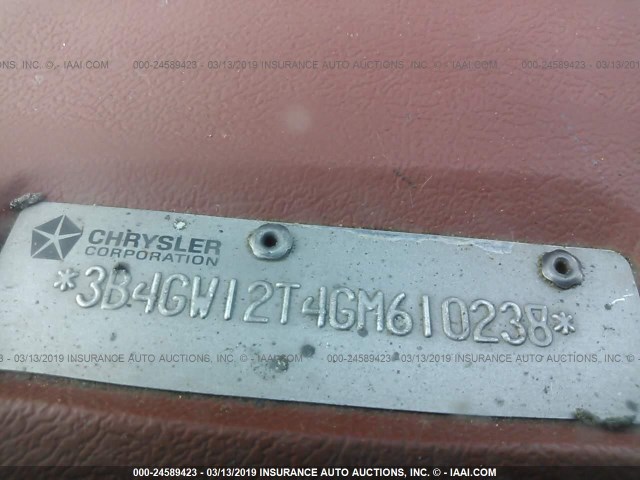 3B4GW12T4GM610238 - 1986 DODGE RAMCHARGER AW-100 GRAY photo 9