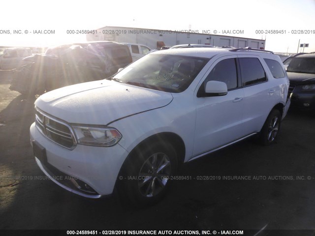 1C4RDHDG2EC595974 - 2014 DODGE DURANGO LIMITED WHITE photo 2