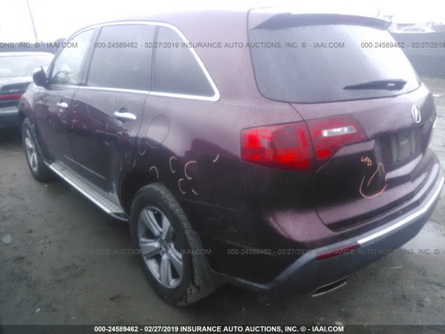 2HNYD2H32DH513845 - 2013 ACURA MDX TECHNOLOGY BURGUNDY photo 3