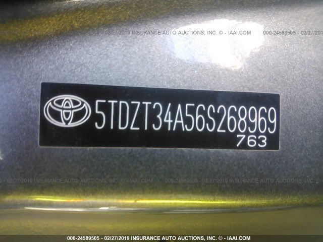 5TDZT34A56S268969 - 2006 TOYOTA SEQUOIA SR5 GRAY photo 9